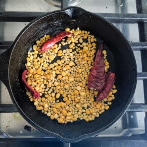 roasting lentils for tomato chutney