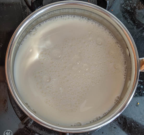 4 cups of milk in a sauce pan