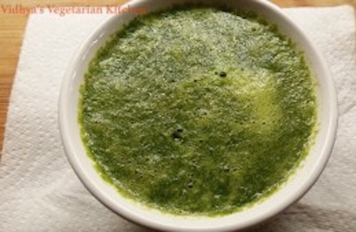 Super healthy Cilantro Curry Leaves Chutney in a big white bowl