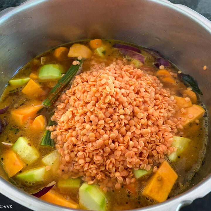 Pressure Cooker Sambar With Masoor dal