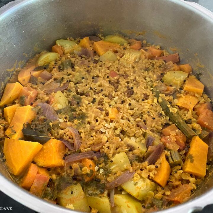 Pressure Cooker Sambar With Masoor dal