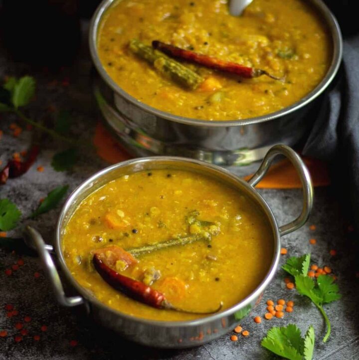 Pressure Cooker Sambar With Masoor dal