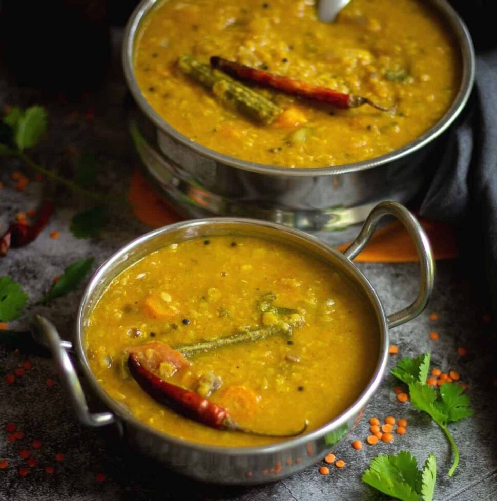 Pressure Cooker Sambar With Masoor dal
