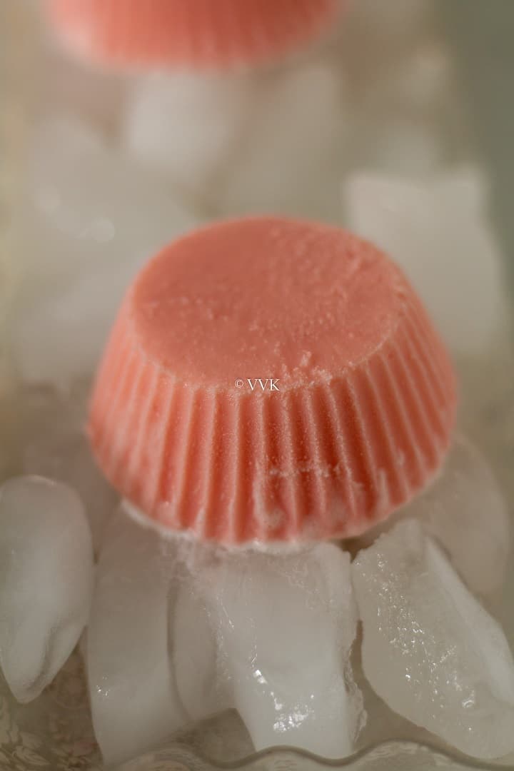 silicone mold round rose kulfi on ice plate