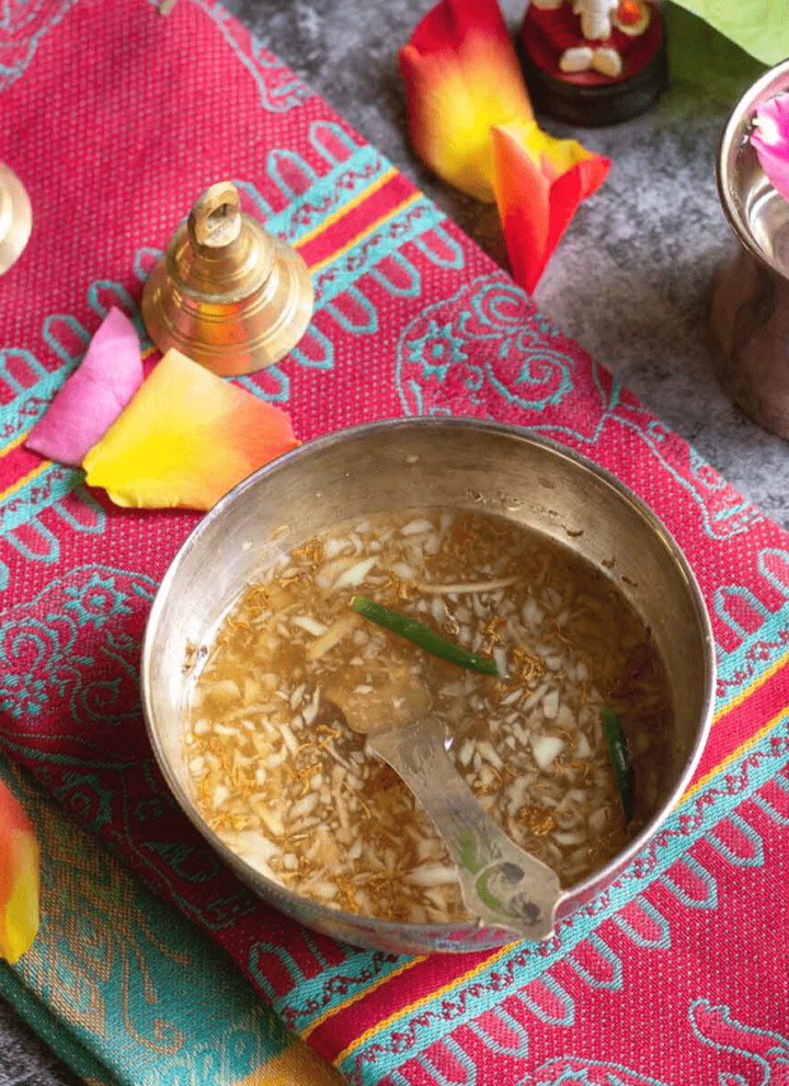 square image of bevu bella served in silver bowl