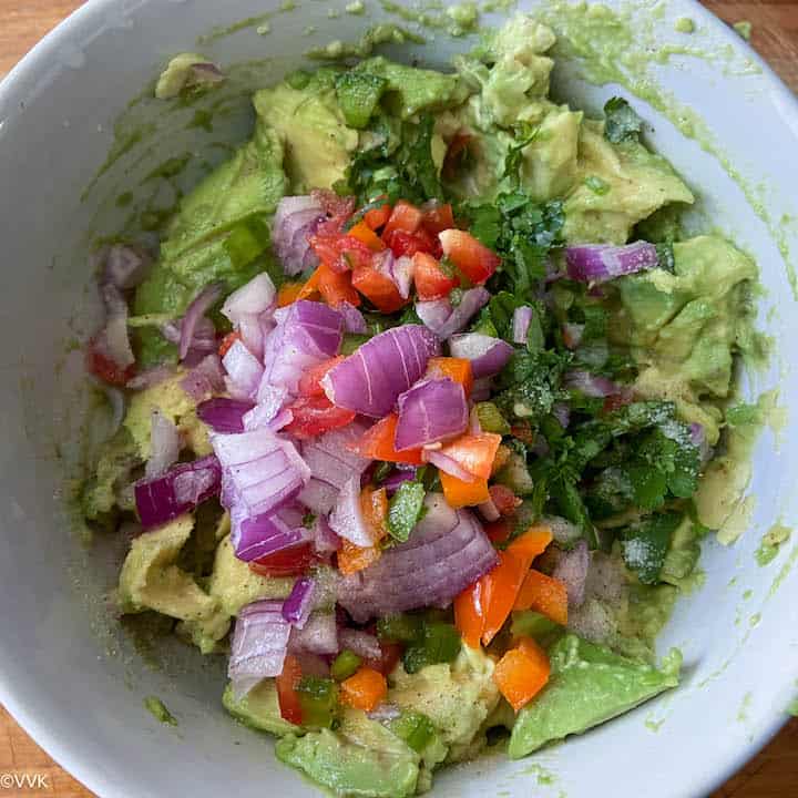 Mashed avocado with other ingredients
