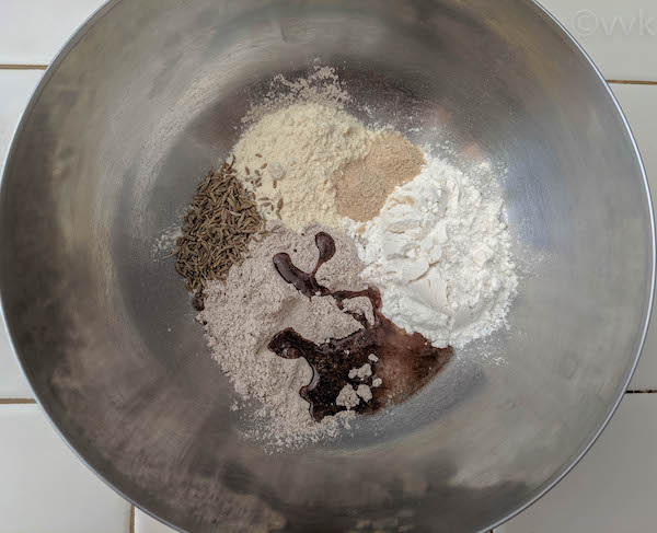 mixing the ingredients for ragi muruku