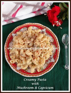 creamy pasta with mushroom and capsicum 1