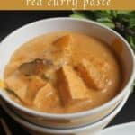vegan thai red curry with text overlay for pinterest