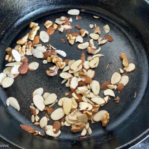 toasting the nuts for salad