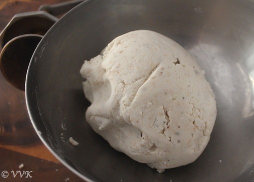 Kneading the dough into a big ball