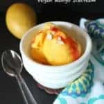 Xanthan Gum Mango Ice Cream looking extra inviting and delicious and served in a little white bowl