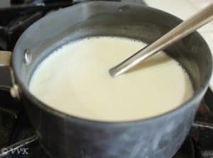Boiling the heavy cream and regular milk