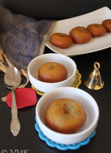 Badusha or Balushahi looking extra yummy and served in three different bowls, decorated with festival specials