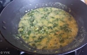 Cooked spinach in a pan