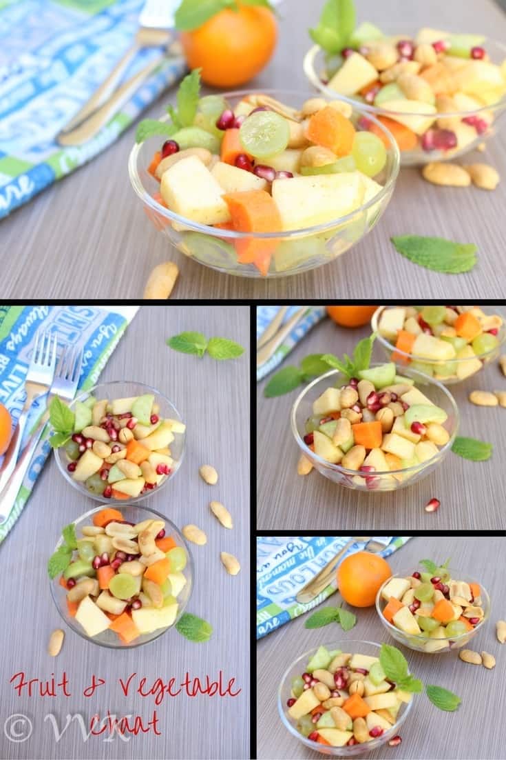 Fruit and Vegetable Chaat collage with text overlay