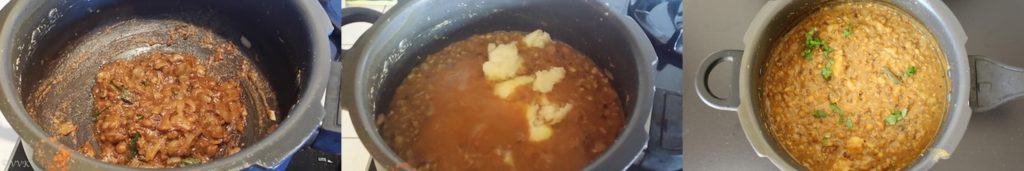 Letting the dal it thicken and then simmering it