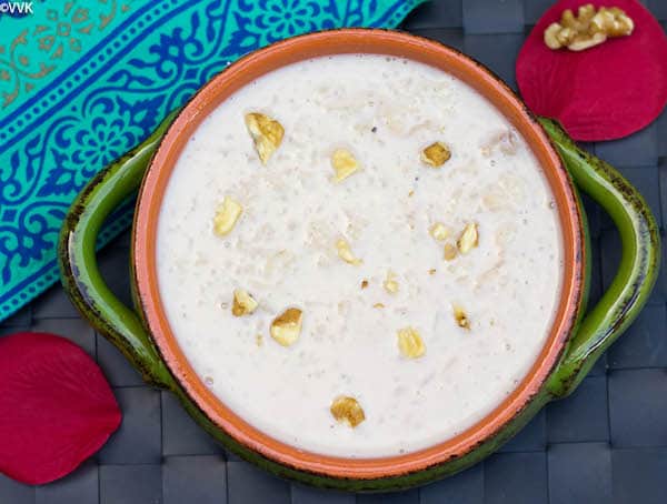 Instant Pot Rice and Walnut Kheer served in a fabulous bowl