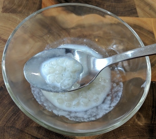 Cooked tapioca looking soft and shiny