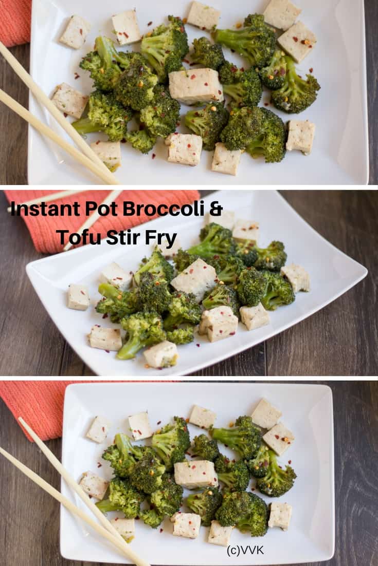 Instant Pot Broccoli Tofu Stir Fry collage of three images with text on top