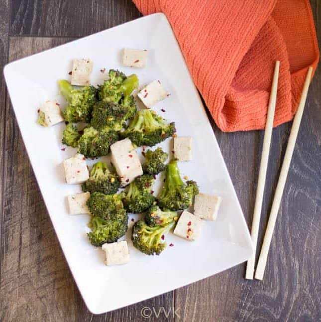 Overhead on the healthy and delicious Instant Pot Broccoli Tofu Stir Fry