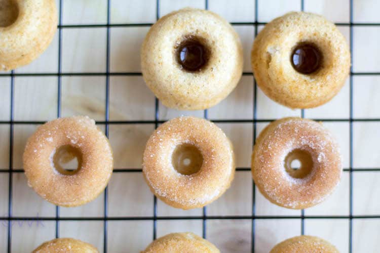 Closeup of the delicious doughnuts recipe of eggless baked mini donuts