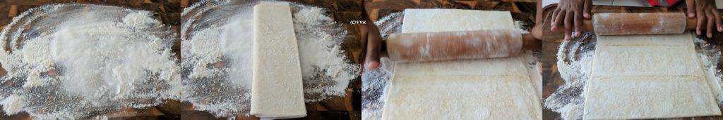 Spreading flour on sugar an on a working area