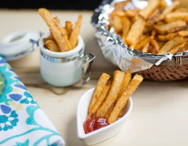 jicama fries with ketchup