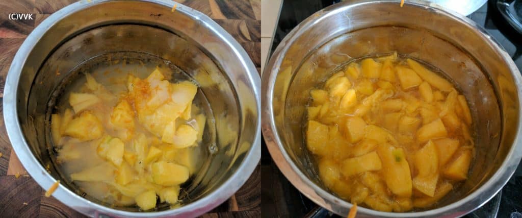 Adding the sugar, water, lemon juice and the orange zest