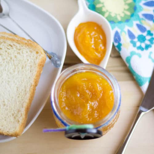 Overhead on Healthy and delicious Mango Jam