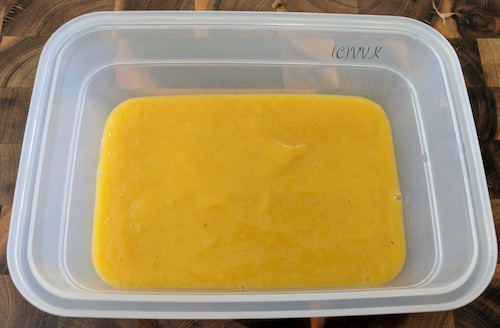 Recipe Step Image with the Focus on the Mix in a Freezer Safe Container