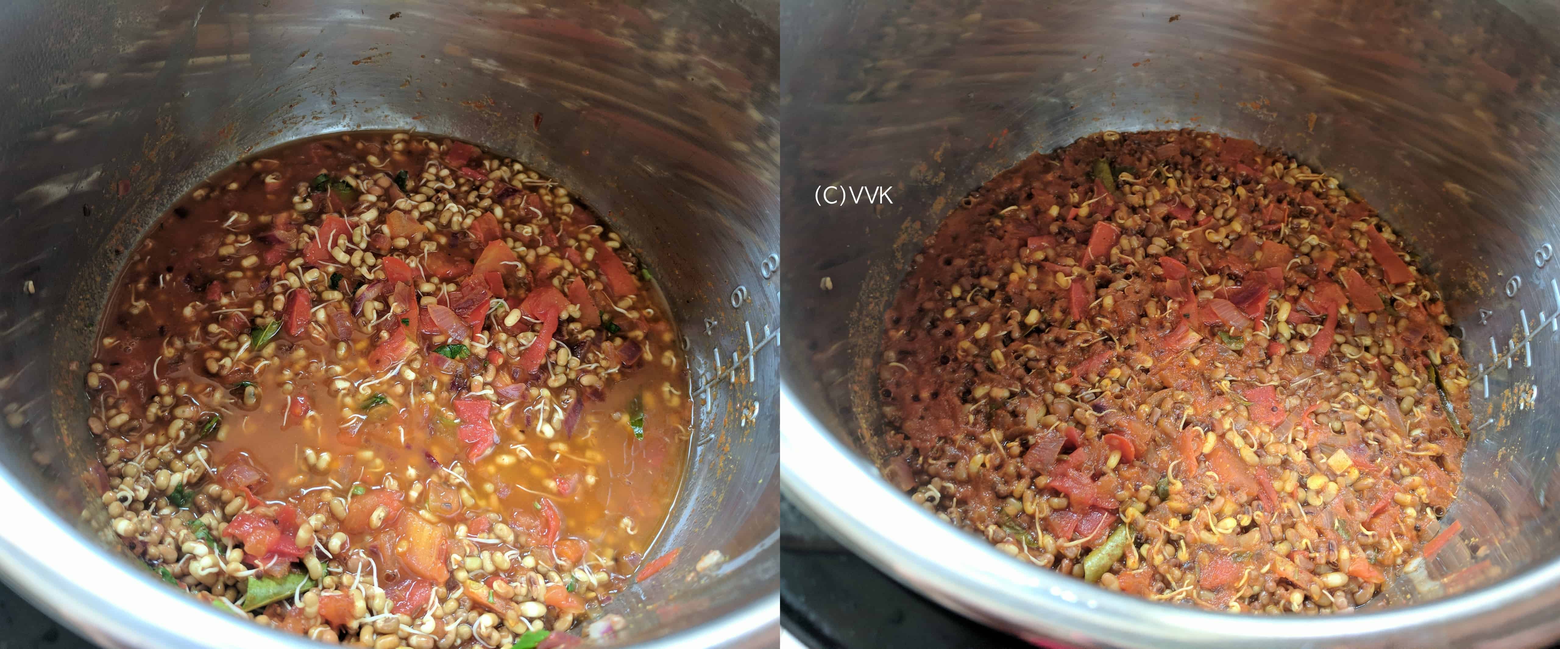 Instant Pot Matki Usal - Matki Chi Usal Steps Shown in Two Images