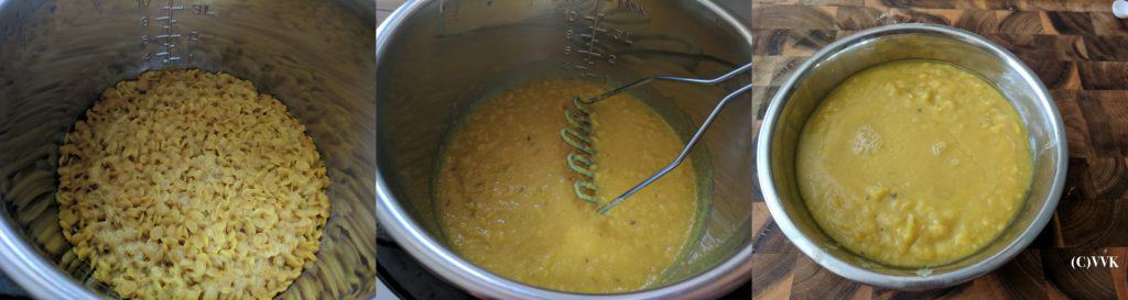 Toor dal, water and turmeric powder in Instant Pot