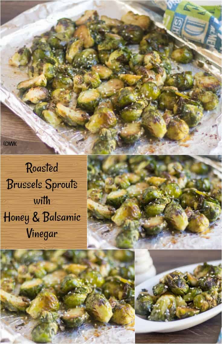 Roasted Brussels Sprouts collage with text overlay