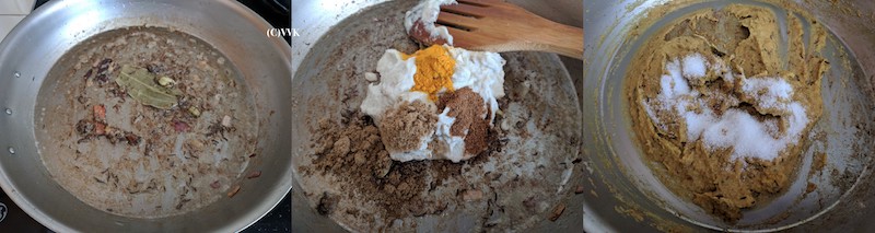 Adding turmeric powder, coriander powder and garam masala