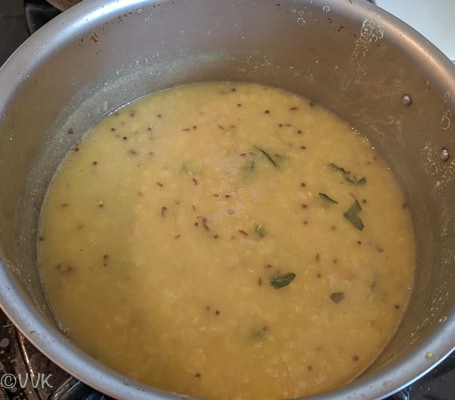 Sauteing and adding the cooked dal