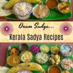 Onam Sadya Thali, Kerala Sadya Recipes, collage with text overlay