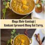 Sprouted Moong Dal Curry collage with text overlay