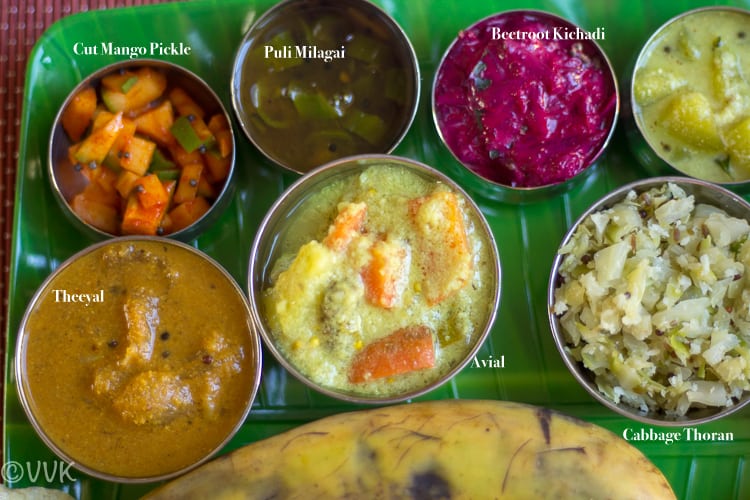 Onam Sadya Thali: cutmango pickle, puli milagai, theeyal and other
