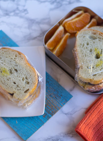Eggplant Mozzarella Sandwich - Another Overhead Shot on the Yummy Food on the Table