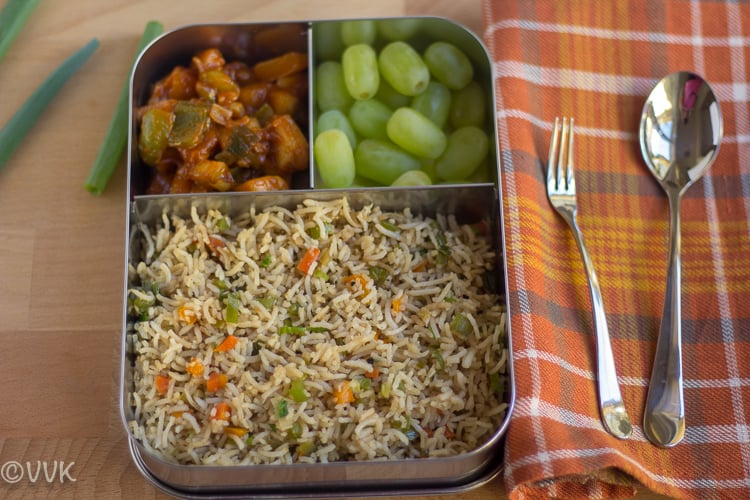 Vegetable Fried Rice - a great lunch box option served and ready