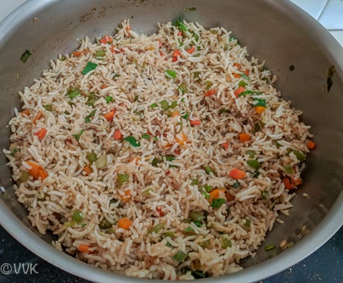 Vegetable Fried rice ready before serving