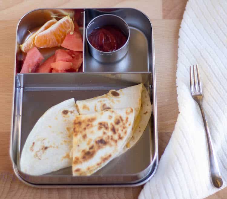 Jalapeno Cheese Quesadilla served as a lunch box option