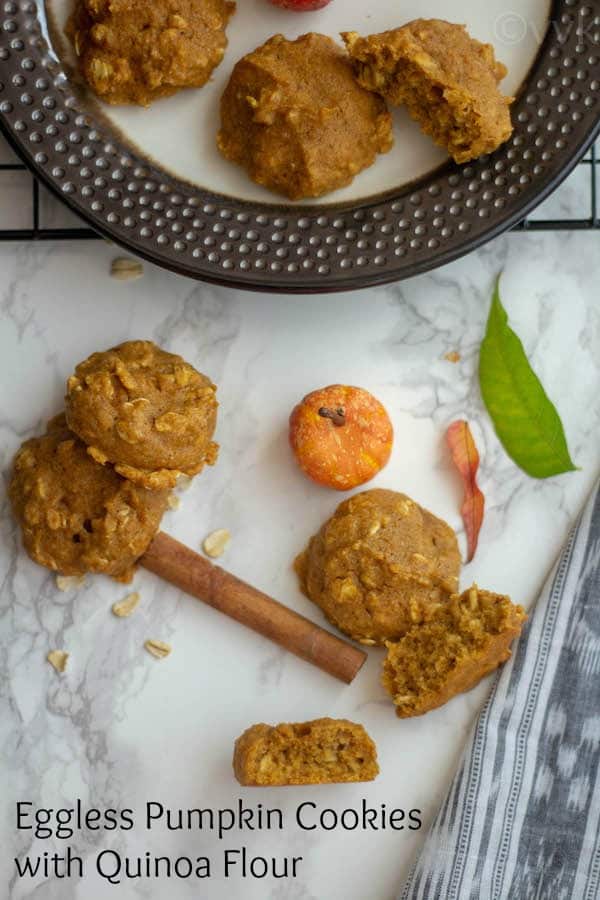 Eggless Pumpkin Cookies with Quinoa Flour collage with text overlay
