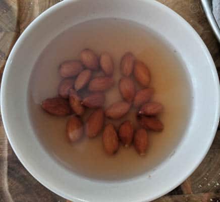 Soaking almonds in water