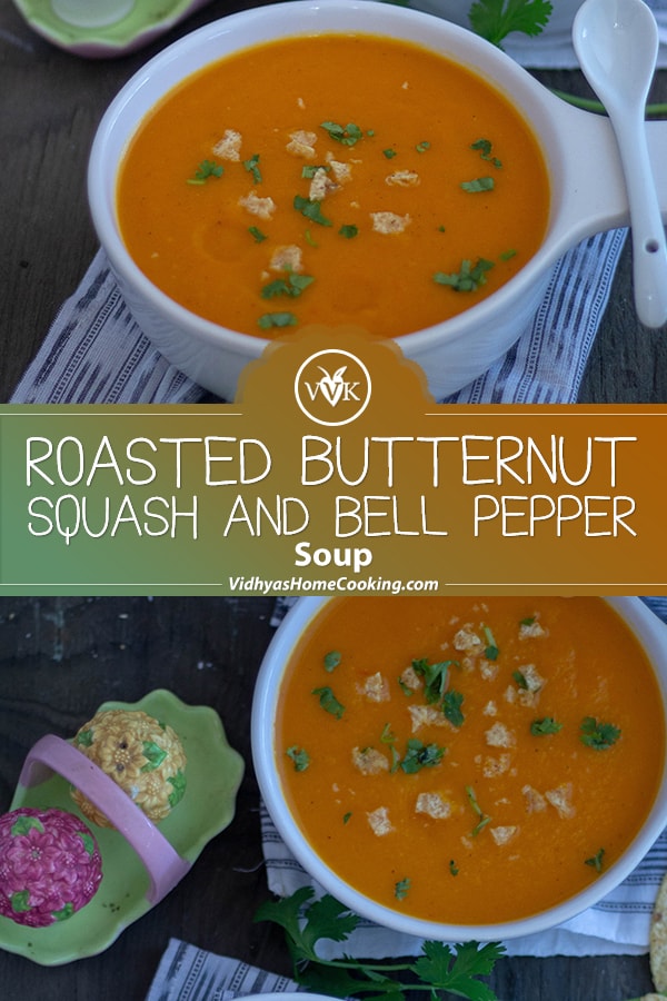 Roasted Butternut Squash and Bell Pepper collage with text overlay