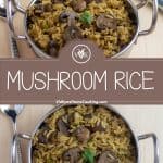 Mushroom Rice collage with text overlay