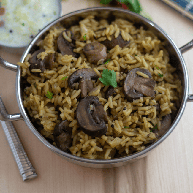 Mushroom Rice - Vidhya’s Vegetarian Kitchen
