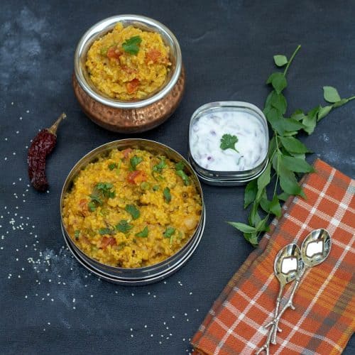 millet kootanchoru in a lunch box and brassware