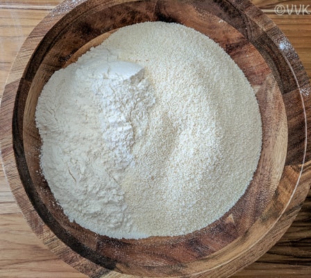 Rotimatic Paal Poli Sweetened Milk Poori - Powder in a Wooden Bowl on the Table